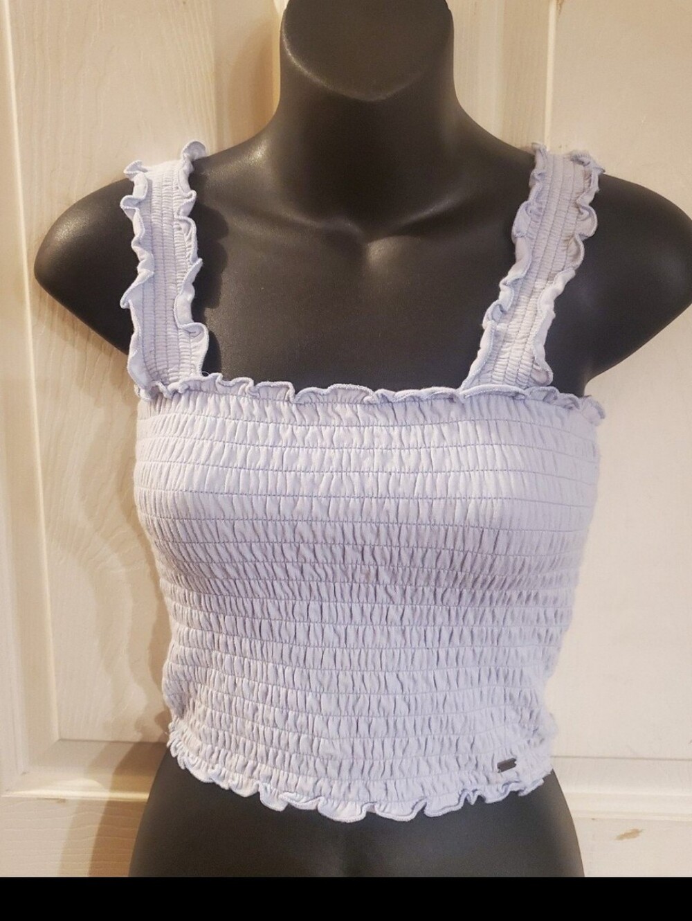 Hollister Baby Blue  Smocked Ruffle Crop Top